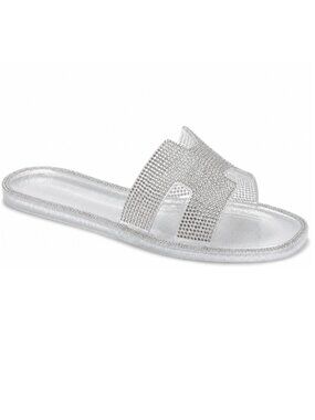 NEW Steven New York by Steve Madden Athena-R Silver Rhinestone Sandals Size 11